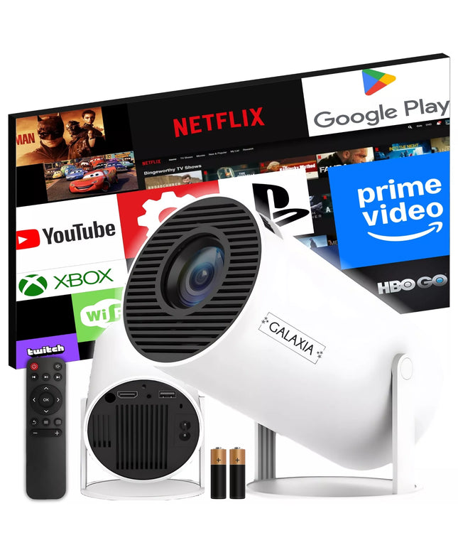 Mini nešiojamas projektorius GALAXIA HY300, Android, LED, Wi-Fi, Full HD, Smart TV