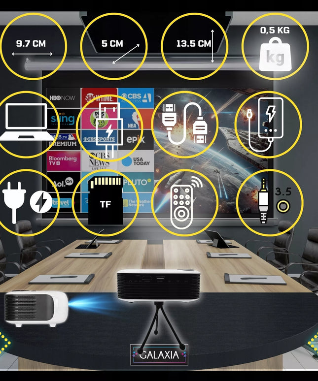 PROJEKTORIUS, MINI NEŠIOJAMAS PROJEKTORIUS, MULTIMEDIJINIS, SKIRTAS KOMPIUTERIO SIENAI, 1080P