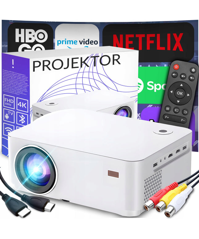 PROJEKTORIUS SMART TV WIFI FULL HD 4K 900lm LCD LED BLUETOOTH ANDROID