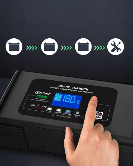 Automatinis išmanusis akumuliatorių įkroviklis 36 V 18 A / 48 V 13 A