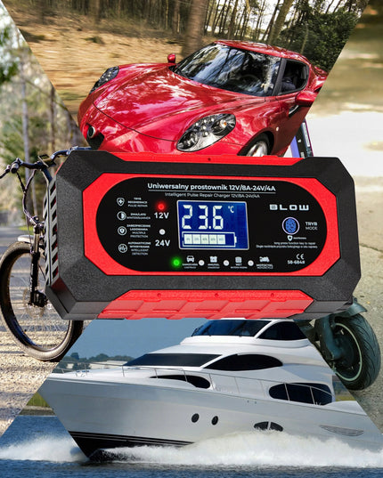 Automatinis išmanusis akumuliatorių įkroviklis BLOW 12 V / 24 V, 8 A