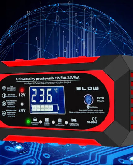 Automatinis išmanusis akumuliatorių įkroviklis BLOW 12 V / 24 V, 8 A