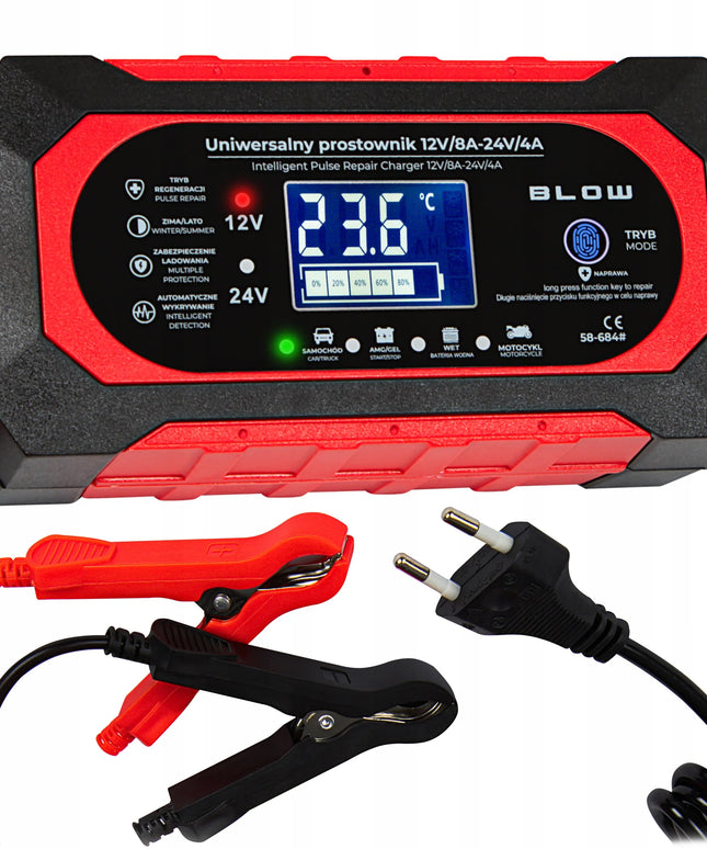 Automatinis išmanusis akumuliatorių įkroviklis BLOW 12 V / 24 V, 8 A