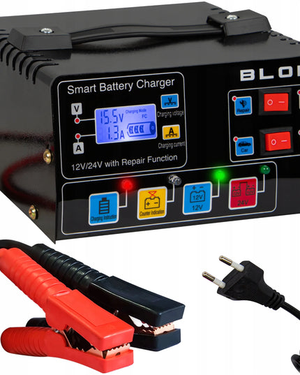 Automatinis BLOW automobilio akumuliatorių įkroviklis su regeneravimo funkcija, 12 V / 24 V