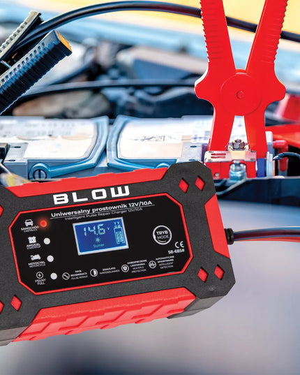 Akumuliatoriaus įkroviklis LCD 12V 10A su remonto funkcija automatinis