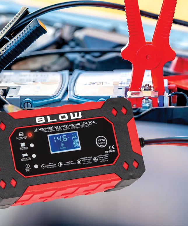 Akumuliatoriaus įkroviklis LCD 12V 10A su remonto funkcija automatinis