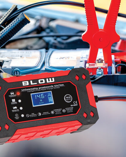 Akumuliatoriaus įkroviklis LCD 12V 10A su remonto funkcija automatinis