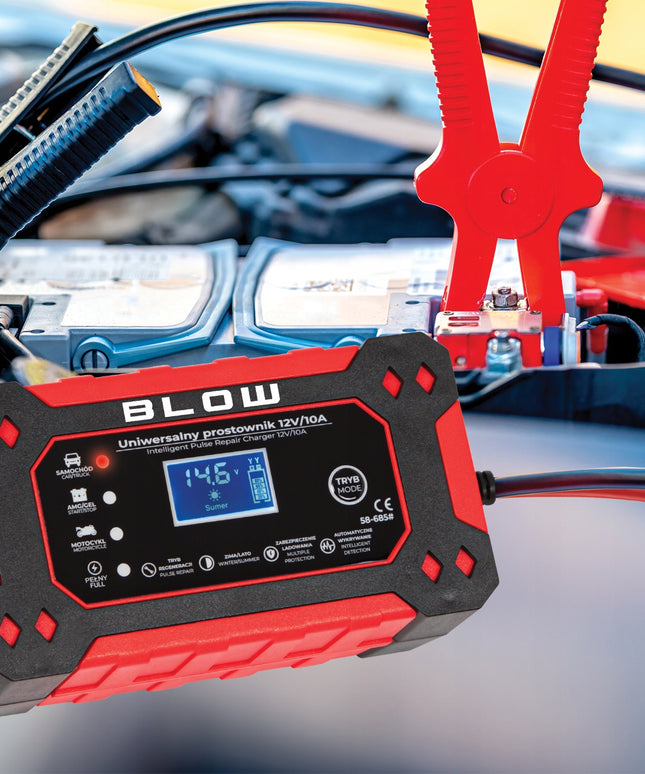 Akumuliatoriaus įkroviklis LCD 12V 10A su remonto funkcija automatinis