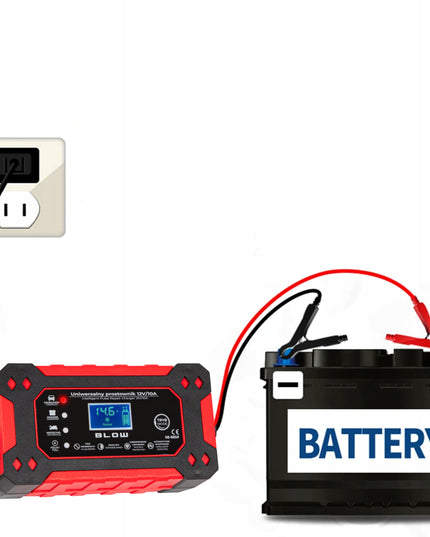 Akumuliatoriaus įkroviklis LCD 12V 10A su remonto funkcija automatinis
