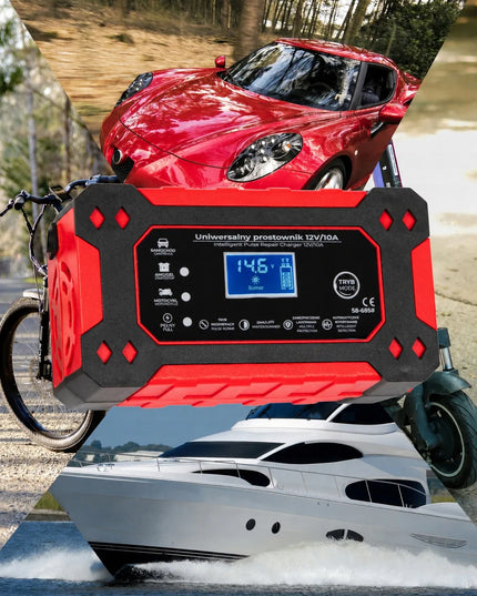 Automatinis akumuliatoriaus įkroviklis su LCD ekranu, 12 V, 10 A, su atkūrimo funkcija