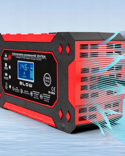 Akumuliatoriaus įkroviklis LCD 12V 10A su remonto funkcija automatinis