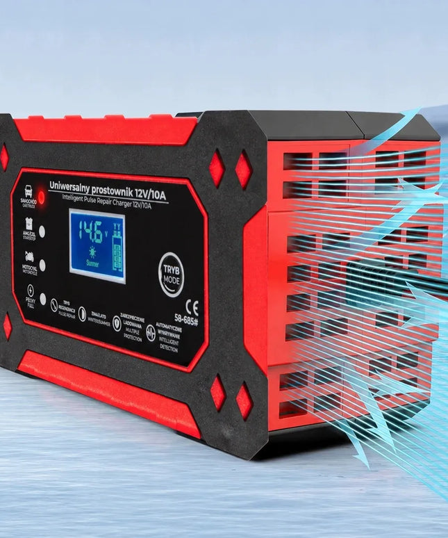 Automatinis akumuliatoriaus įkroviklis su LCD ekranu, 12 V, 10 A, su atkūrimo funkcija