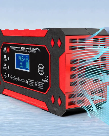 Automatinis akumuliatoriaus įkroviklis su LCD ekranu, 12 V, 10 A, su atkūrimo funkcija