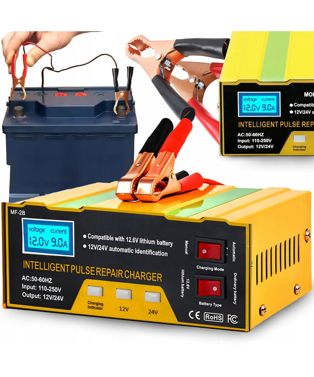 Automobilinis akumuliatorių įkroviklis su remonto funkcija 12V 24V