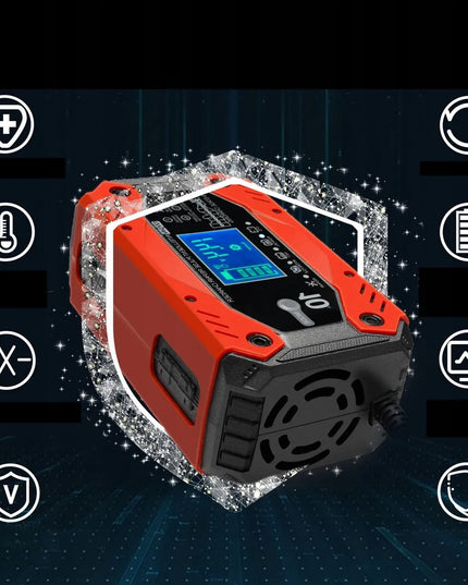 Automatinis automobilinis akumuliatorių įkroviklis su atkūrimo funkcija, 12 V / 24 V