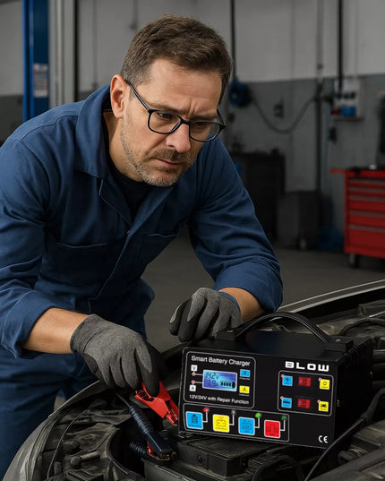 AUTOMATINIS AKUMULIATORIŲ KROVIKLIS SU JŲ TAIISYMO FUNKCIJA 12V 24V