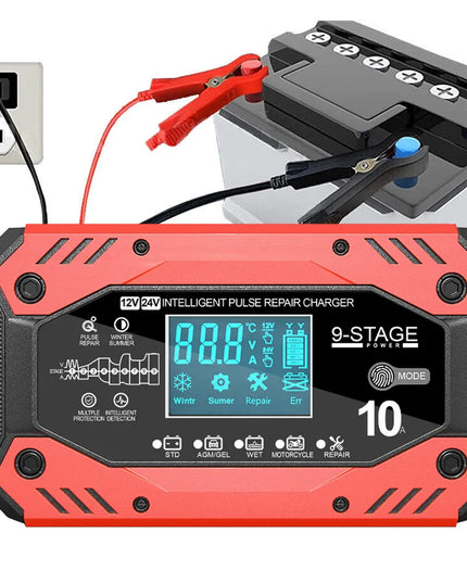 Automatinis automobilinis akumuliatorių įkroviklis su atkūrimo funkcija, 12 V / 24 V