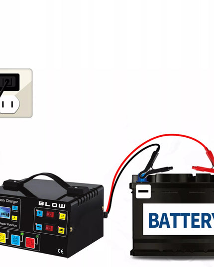 Automatinis automobilinis akumuliatoriaus įkroviklis su akumuliatorių atnaujinimo funkcija 12V 24V