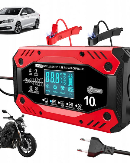 Automatinis automobilinis akumuliatorių įkroviklis su atkūrimo funkcija, 12 V / 24 V