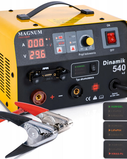 MAGNUM DINAMIK 540 V2 akumuliatorių įkroviklis su užvedimo funkcija, 12/24 V, Pb/WET/GEL/AGM/LiFePO4