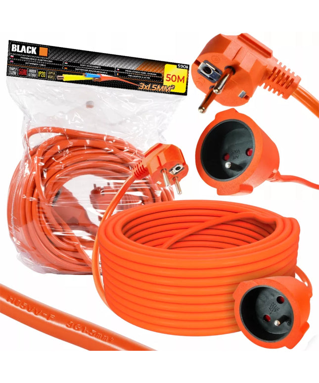 Elektrinis prailginimo laidas BLACK 50m 3x1,5mm IP20 BLACK TOOLS