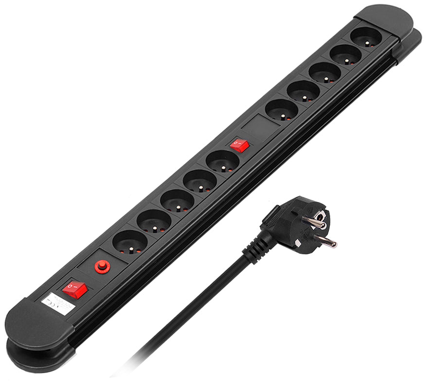 Maitinimo juosta su 10 lizdų, 1,5 m laidu, automatiniu saugikliu