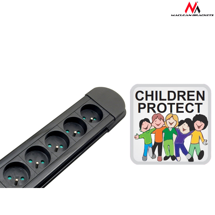 Maitinimo juosta su 10 lizdų, 1,5 m laidu, automatiniu saugikliu