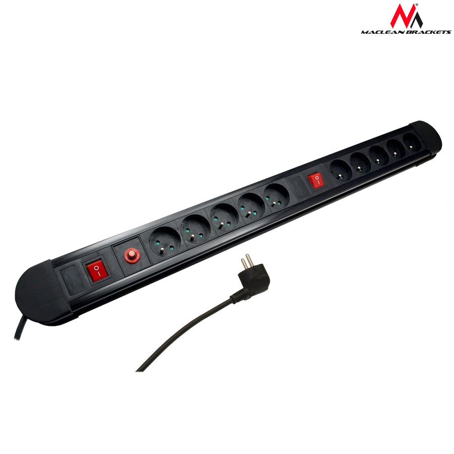 Maitinimo juosta su 10 lizdų, 1,5 m laidu, automatiniu saugikliu