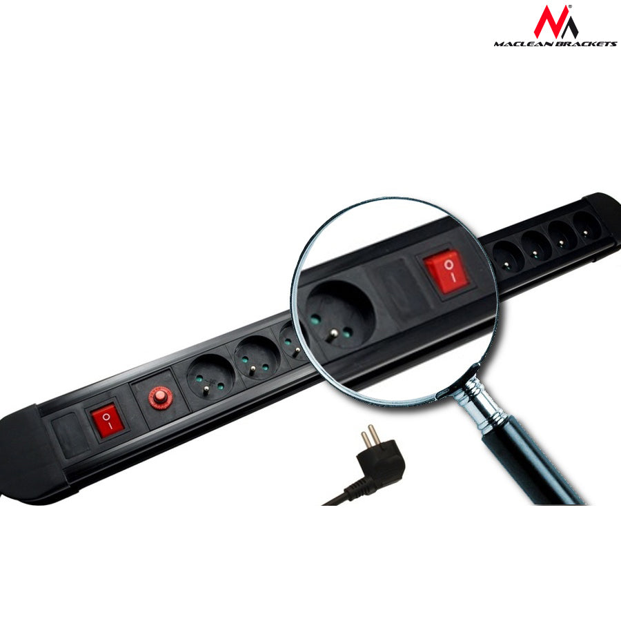 Maitinimo juosta su 10 lizdų, 1,5 m laidu, automatiniu saugikliu