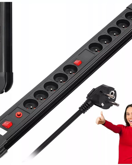 Maitinimo juosta su 10 lizdų, 1,5 m laidu, automatiniu saugikliu