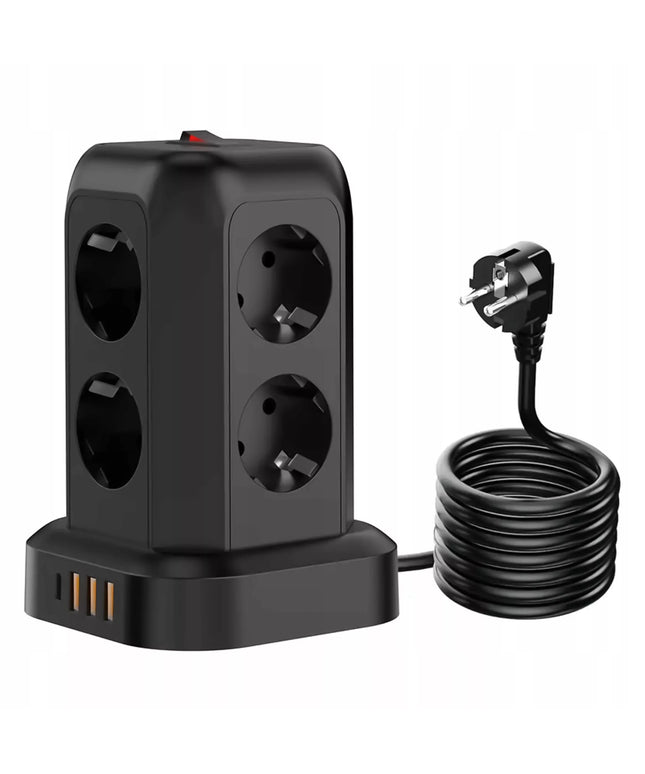 Maitinimo juosta su 8 lizdais AC EU, 3x USB + USB-C, 2500W