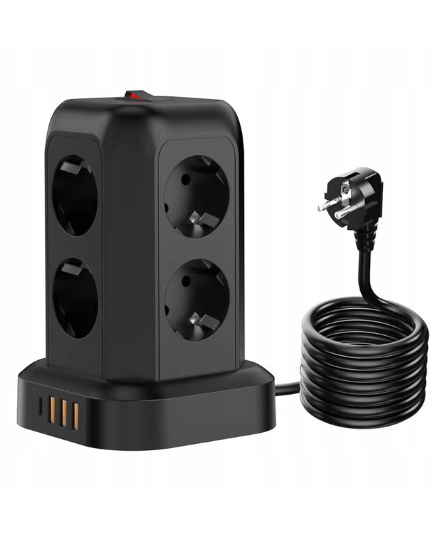 Maitinimo juosta su 8 lizdais AC EU, 3x USB + USB-C, 2500W