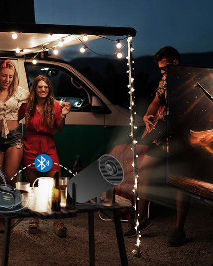 NEŠIOJAMAS ROTORINIS PROJEKTORIUS PROJEKTORIUS GARSIAKALBIS ANDROID SMART TV WIFI FULL HD