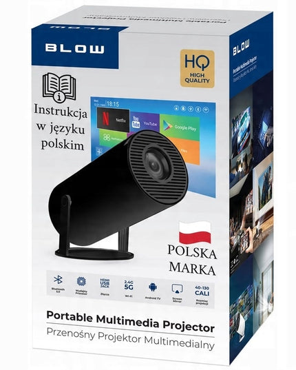 NEŠIOJAMAS ROTORINIS PROJEKTORIUS PROJEKTORIUS GARSIAKALBIS ANDROID SMART TV WIFI FULL HD