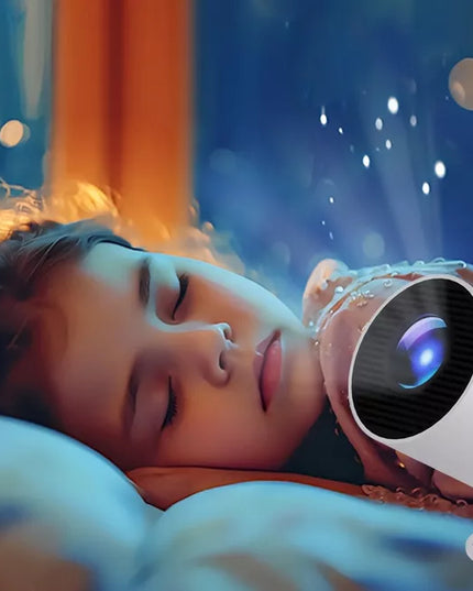 NEŠIOJAMAS ROTORINIS PROJEKTORIUS PROJEKTORIUS GARSIAKALBIS ANDROID SMART TV WIFI FULL HD