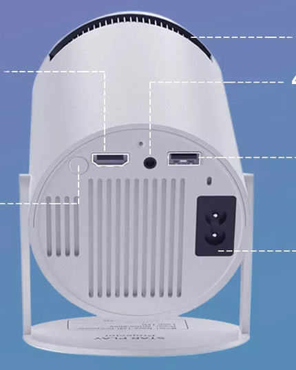 NEŠIOJAMAS ROTORINIS PROJEKTORIUS PROJEKTORIUS GARSIAKALBIS ANDROID SMART TV WIFI FULL HD