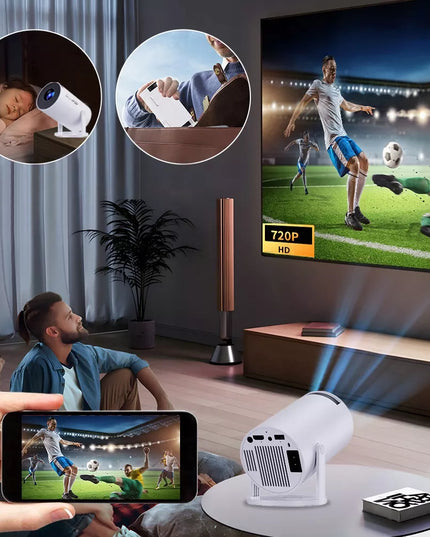 NEŠIOJAMAS ROTORINIS PROJEKTORIUS PROJEKTORIUS GARSIAKALBIS ANDROID SMART TV WIFI FULL HD