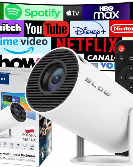 NEŠIOJAMAS ROTORINIS PROJEKTORIUS PROJEKTORIUS GARSIAKALBIS ANDROID SMART TV WIFI FULL HD
