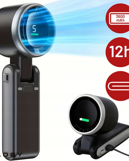 Nešiojamas mini ventiliatorius, tylus stalo ventiliatorius, rankinis, 3600mAh, 5 režimai