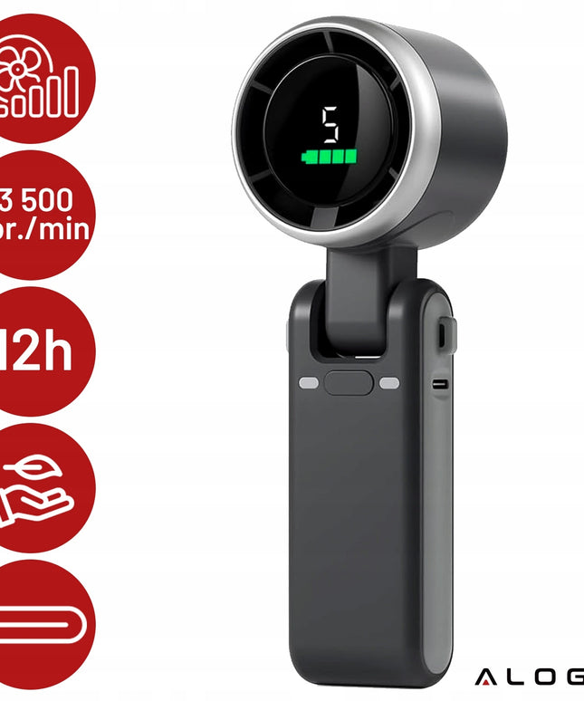 Nešiojamas mini ventiliatorius, tylus stalo ventiliatorius, rankinis, 3600mAh, 5 režimai