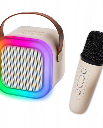 Nešiojamas karaoke rinkinys K12: „Bluetooth“ garsiakalbis su RGB apšvietimu, mikrofonas, USB, „Mini Jack“