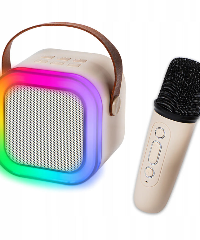 Nešiojamas karaoke rinkinys K12: „Bluetooth“ garsiakalbis su RGB apšvietimu, mikrofonas, USB, „Mini Jack“