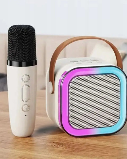 Nešiojamas karaoke rinkinys K12: „Bluetooth“ garsiakalbis su RGB apšvietimu, mikrofonas, USB, „Mini Jack“