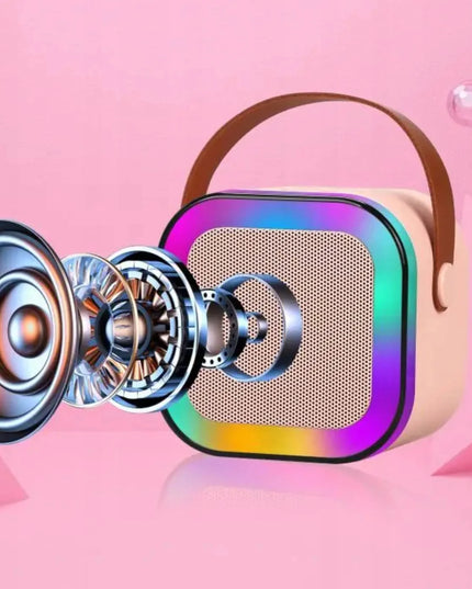 Nešiojamas karaoke rinkinys K12: „Bluetooth“ garsiakalbis su RGB apšvietimu, mikrofonas, USB, „Mini Jack“