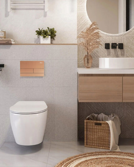 Nuleidimo mygtukas tualeto potinkiniam bakeliui REA T Šlifuotas varis