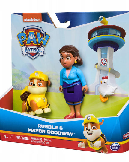 PAW Patrol 3 figūrėlės: Rubble, merė Goodway ir Chickaletta