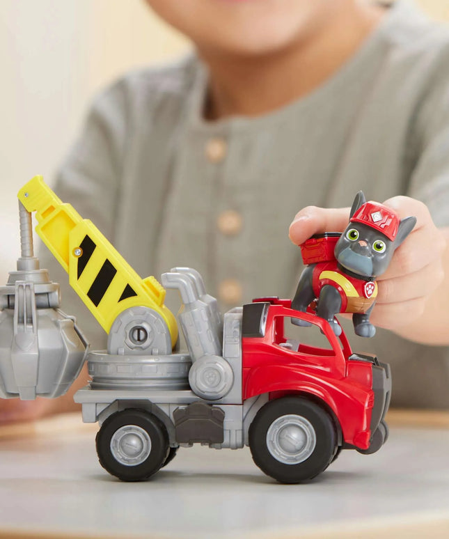 PAW Patrol Charger statybinė transporto priemonė su griebtuvu ir figūrėle Rubble & Crew