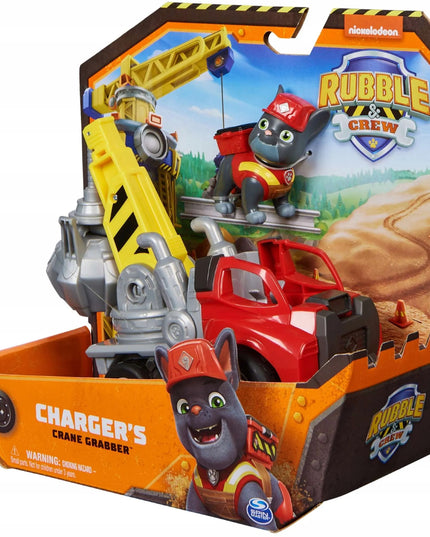 PAW Patrol Charger statybinė transporto priemonė su griebtuvu ir figūrėle Rubble & Crew