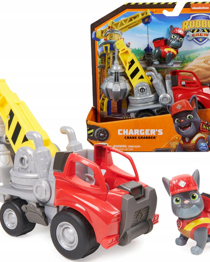 PAW Patrol Charger statybinė transporto priemonė su griebtuvu ir figūrėle Rubble & Crew