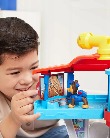 PAW PATROL didelė stebėjimo bazė su čiuožykla + Chase figūrėlė ir policijos automobilis